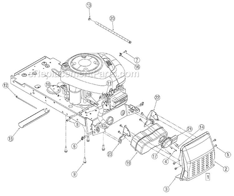 Engine Accessories Diagram and Parts List for 13AO77TG766 2006 Troy-Bilt Lawn Tractor