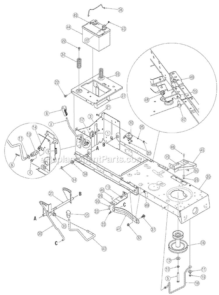 Pto Diagram and Parts List for 13AO77TG766 2006 Troy-Bilt Lawn Tractor