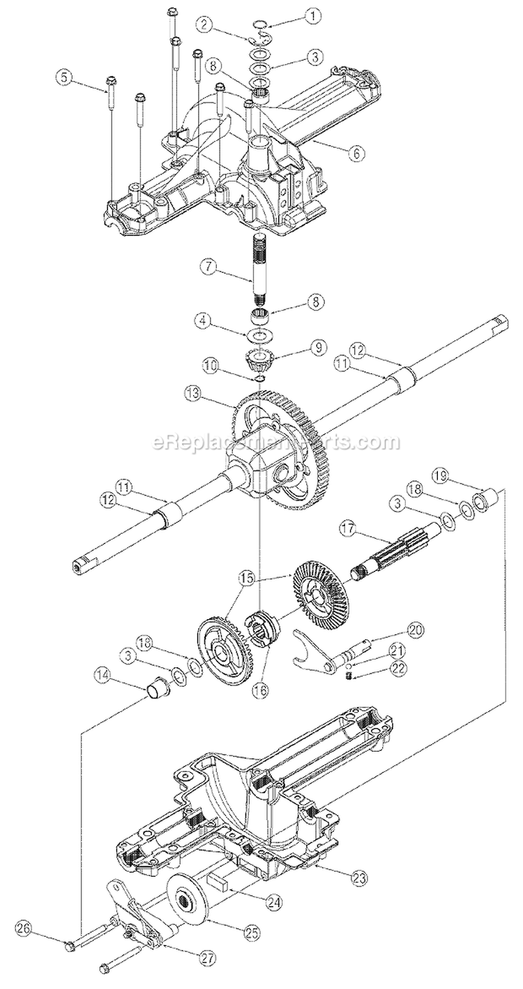 Transmission Diagram and Parts List for 13AO77TG766 2006 Troy-Bilt Lawn Tractor