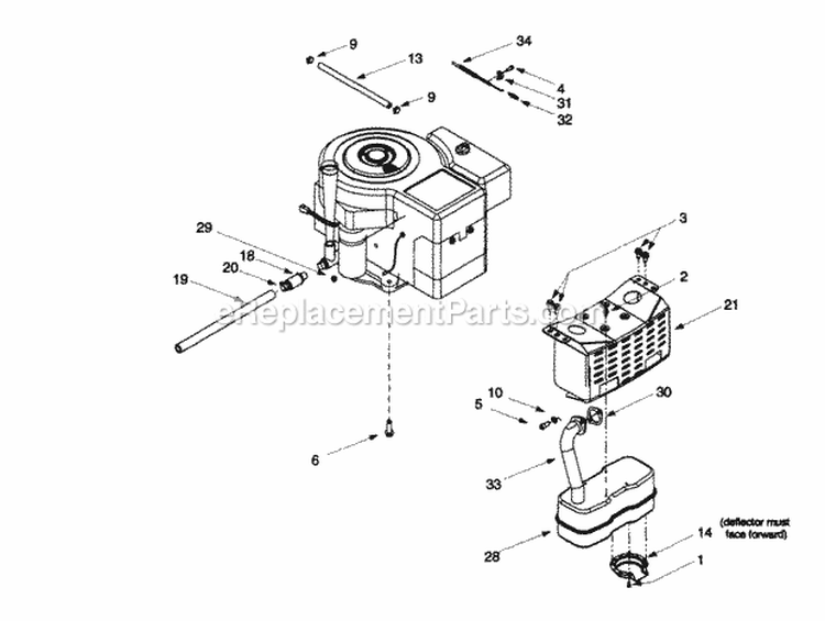 MufflerEngine Accessories Briggs  Stratton Intek Single Diagram and Parts List for 13AU604H063 1999 Troy-Bilt Lawn Tractor