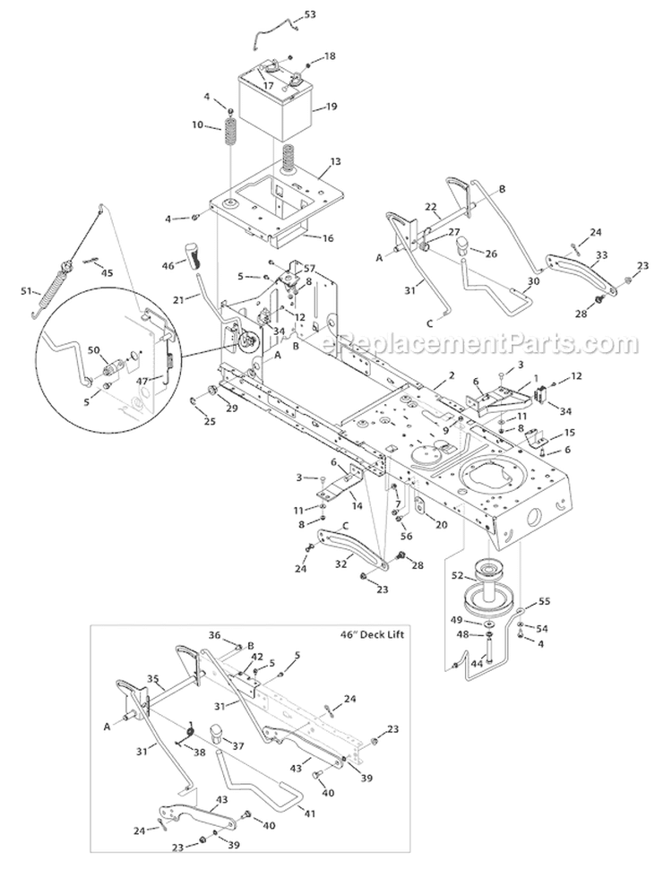 Page C Diagram and Parts List for 13AV77KF066 Tuffy -2010 Troy-Bilt Lawn Tractor