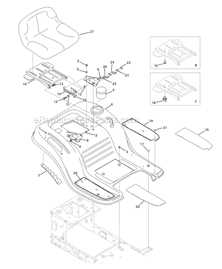 Page H Diagram and Parts List for 13AV77KF066 Tuffy -2011 Troy-Bilt Lawn Tractor