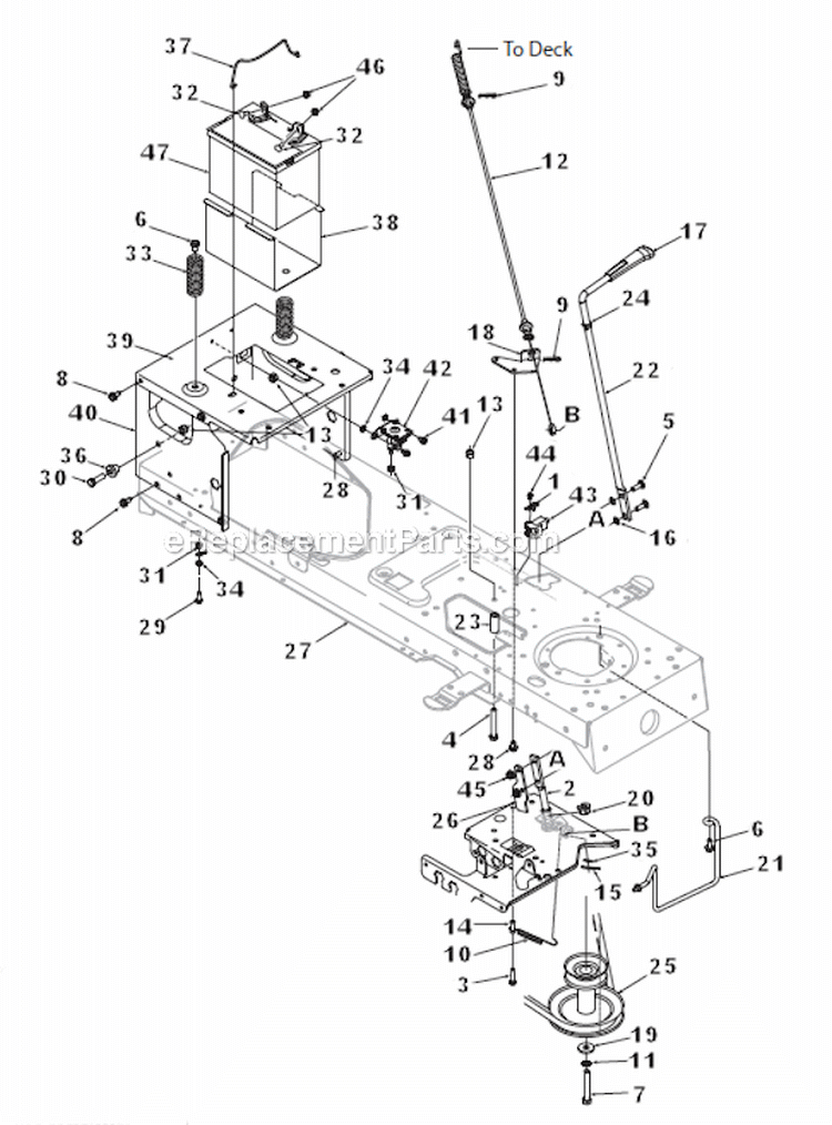 Page F Diagram and Parts List for 13AX60TG766  Troy-Bilt Lawn Tractor