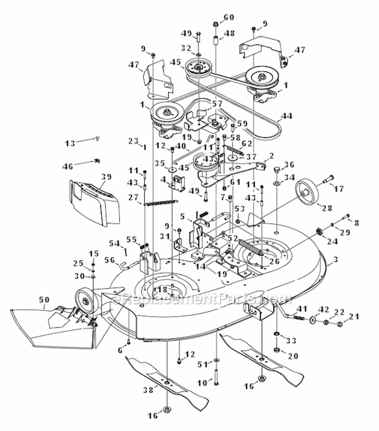 Page H Diagram and Parts List for 13AX60TG766  Troy-Bilt Lawn Tractor