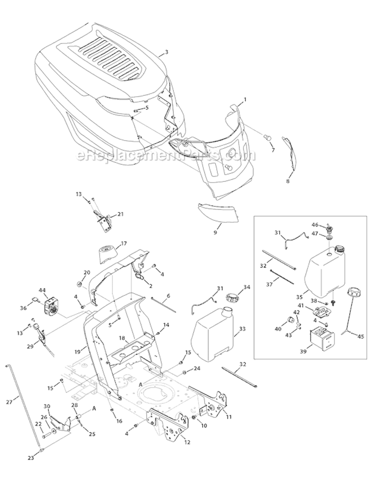 Page D Diagram and Parts List for 13WN77KS011 Pony -2010 Troy-Bilt Lawn Tractor