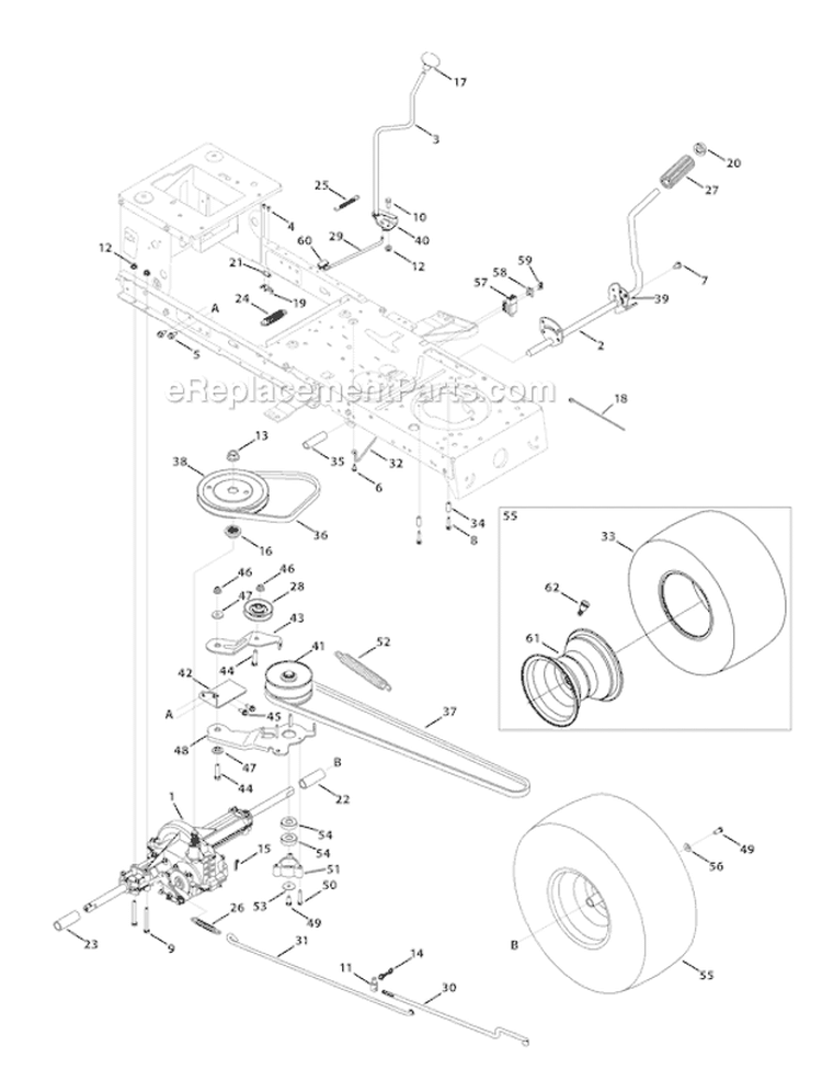 Page A Diagram and Parts List for 13WN77KS011 Pony -2011 Troy-Bilt Lawn Tractor