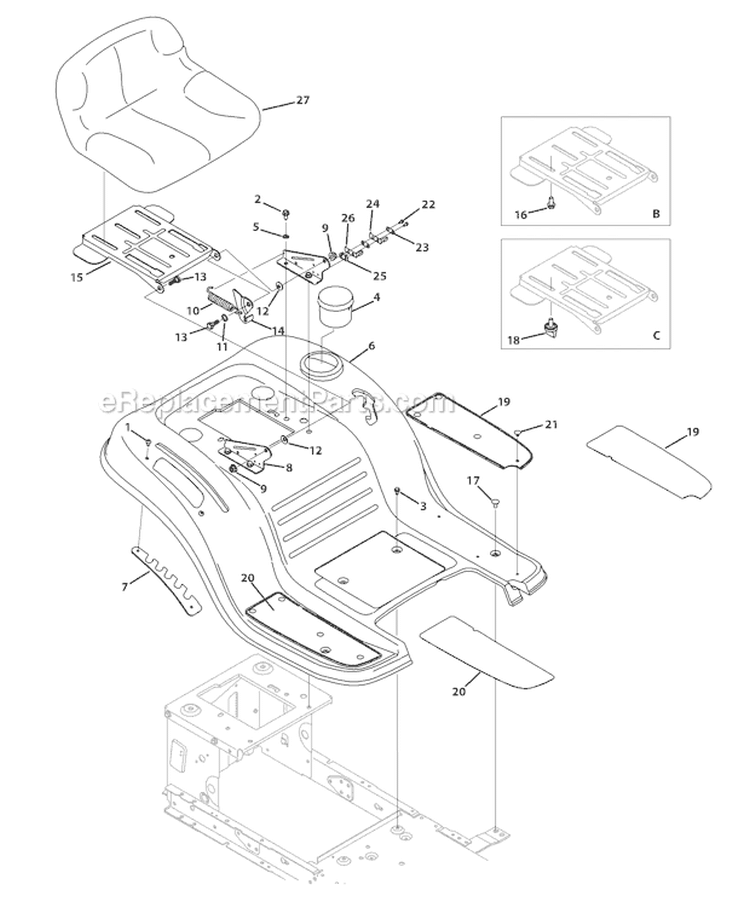 Page H Diagram and Parts List for 13WN77KS011 Pony -2011 Troy-Bilt Lawn Tractor