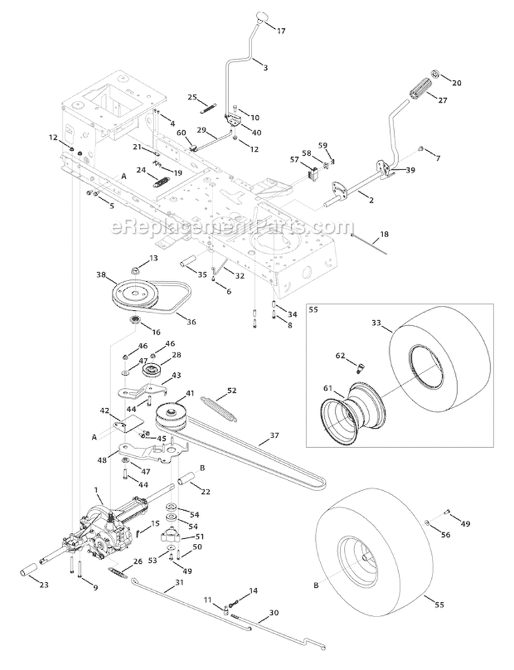 Page A Diagram and Parts List for 13WN77KS211 Pony -2011 Troy-Bilt Lawn Tractor