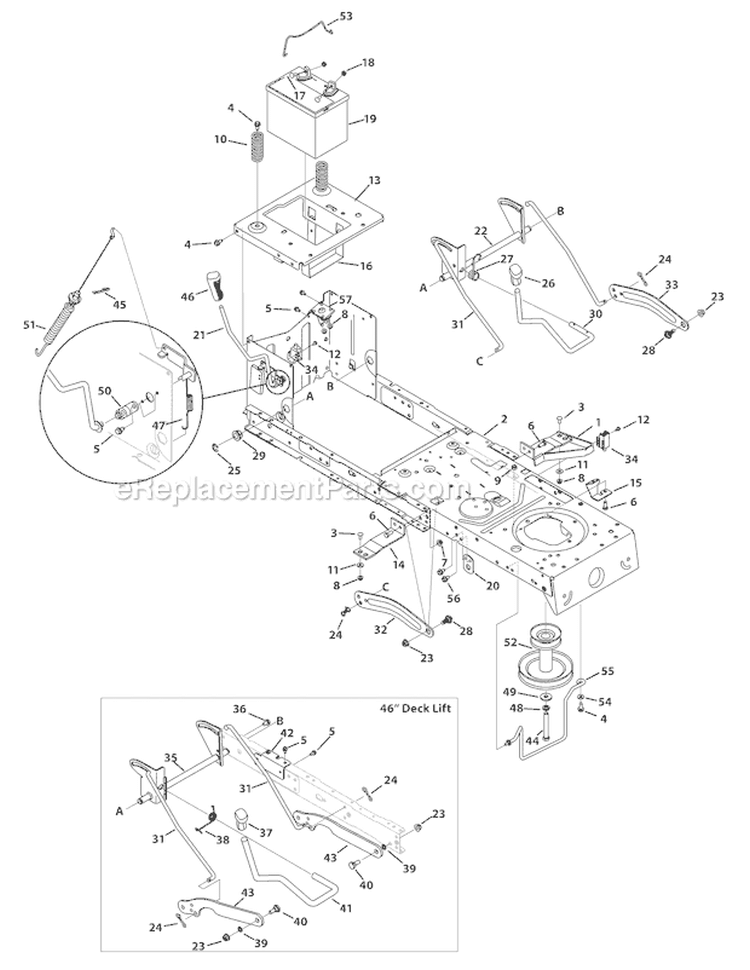 Page C Diagram and Parts List for 13WV77KF066 Tuffy -2010 Troy-Bilt Lawn Tractor