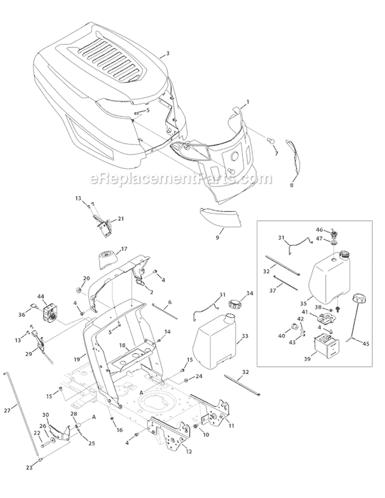 Page D Diagram and Parts List for 13WX78KS011 Bronco -2010 Troy-Bilt Lawn Tractor