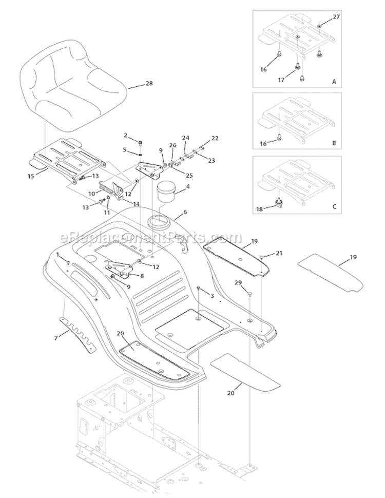 Page G Diagram and Parts List for 13WX78KS011 Bronco -2010 Troy-Bilt Lawn Tractor