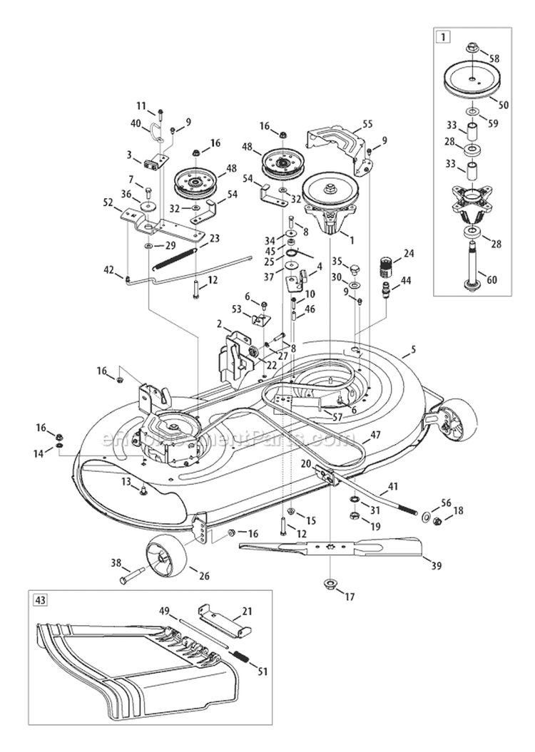 Page G Diagram and Parts List for 13WX78KS011 Bronco -2011 Troy-Bilt Lawn Tractor
