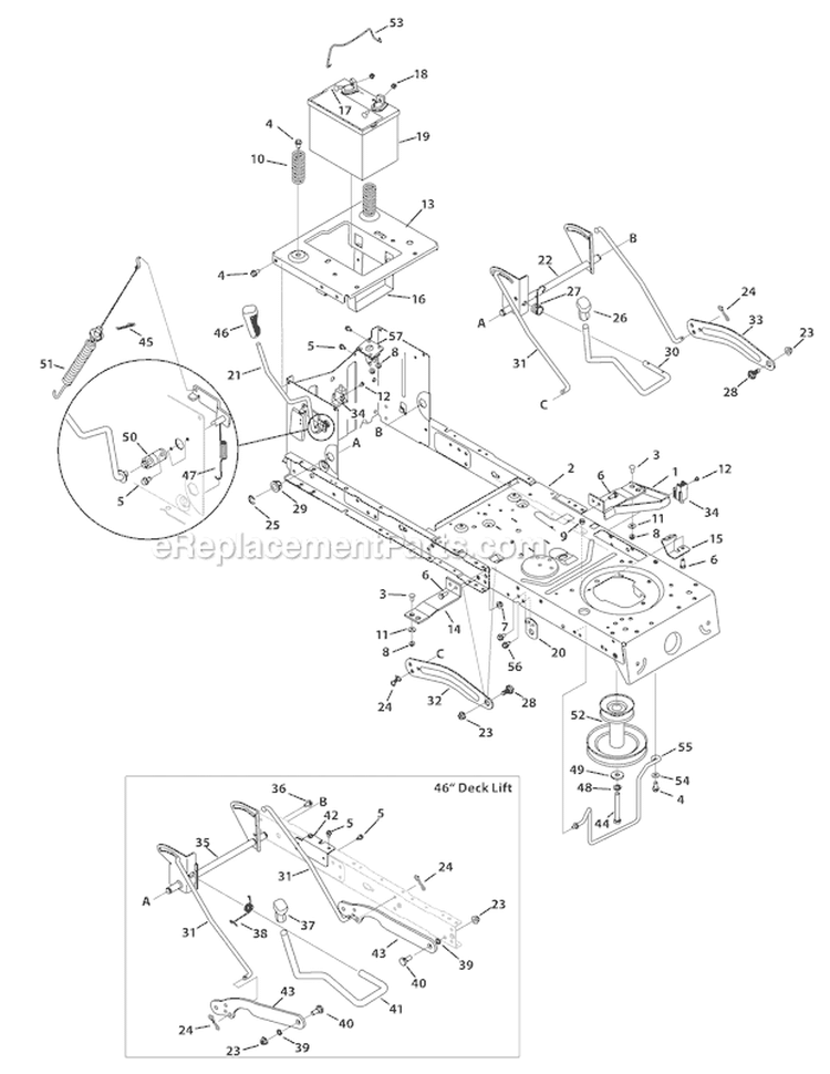 Page C Diagram and Parts List for 13WX78KS066 Bronco -2010 Troy-Bilt Lawn Tractor