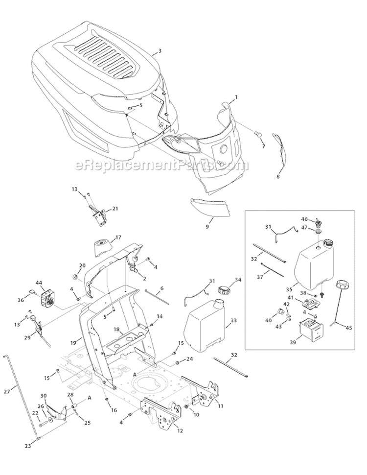 Page D Diagram and Parts List for 13WX78KS066 Bronco -2010 Troy-Bilt Lawn Tractor