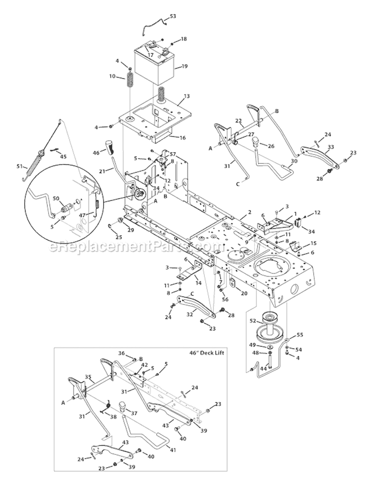 Page C Diagram and Parts List for 13WX78KS066 Bronco -2011 Troy-Bilt Lawn Tractor