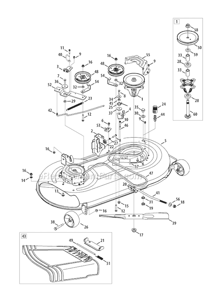Page G Diagram and Parts List for 13WX78KS066 Bronco -2011 Troy-Bilt Lawn Tractor