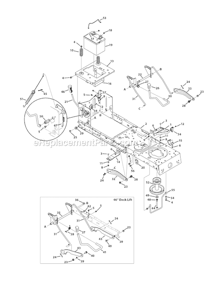 Page C Diagram and Parts List for 13WX78KS211 Bronco -2011 Troy-Bilt Lawn Tractor