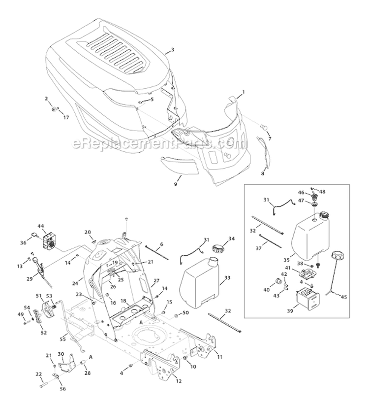Page E Diagram and Parts List for 13WX78KS211 Bronco -2011 Troy-Bilt Lawn Tractor