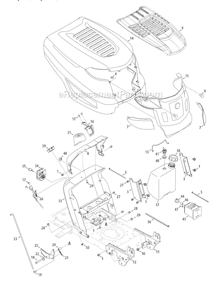 Page C Diagram and Parts List for 13WX79KT011 Horse -2010 Troy-Bilt Lawn Tractor
