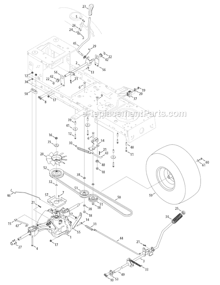 Page H Diagram and Parts List for 13WX79KT011 Horse -2010 Troy-Bilt Lawn Tractor