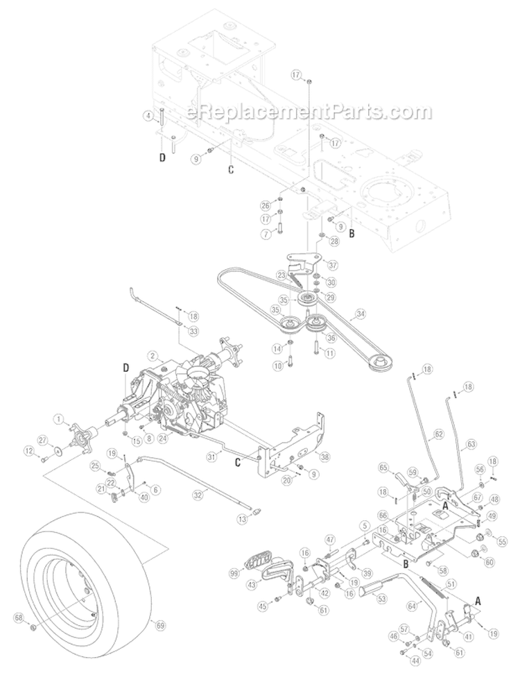 Page C Diagram and Parts List for 14AQ81TK766 GT54 -2006 Troy-Bilt Lawn Tractor