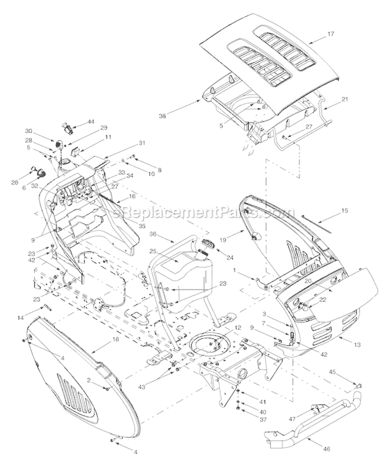 Page F Diagram and Parts List for 14AR809K063 2002 Troy-Bilt Lawn Tractor