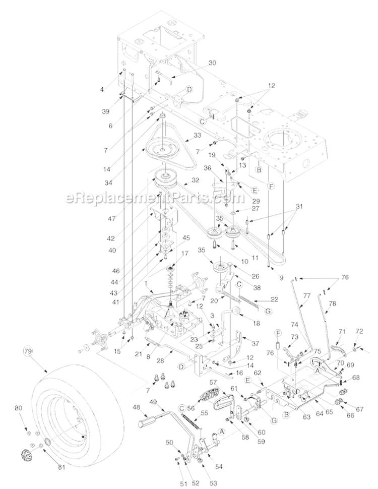 Page C Diagram and Parts List for 14AT809H766 Horse -2004 Troy-Bilt Lawn Tractor
