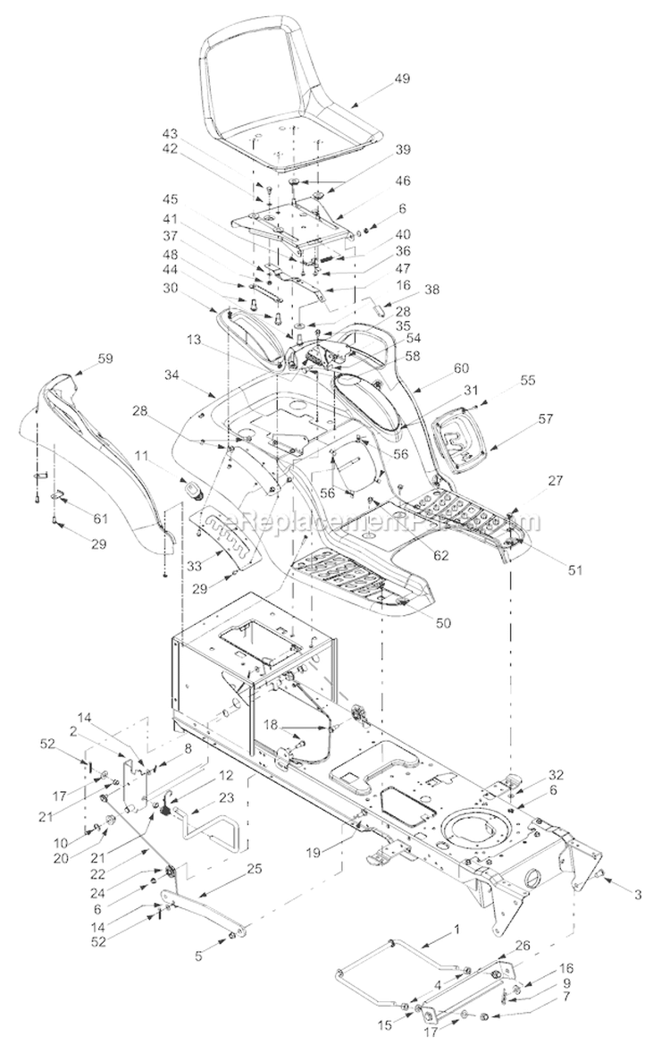 Page E Diagram and Parts List for 14AT809H766 Horse -2004 Troy-Bilt Lawn Tractor