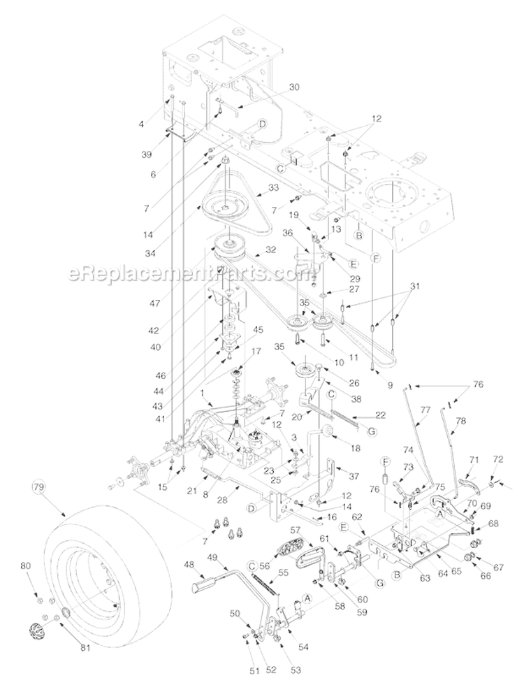 Page C Diagram and Parts List for 14AZ809K766 Big Red -2004 Troy-Bilt Lawn Tractor
