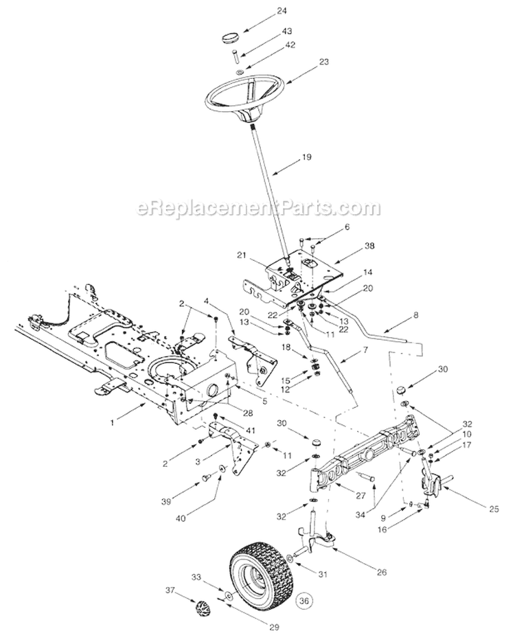 Page A Diagram and Parts List for 14BV809H063 2001 Troy-Bilt Lawn Tractor