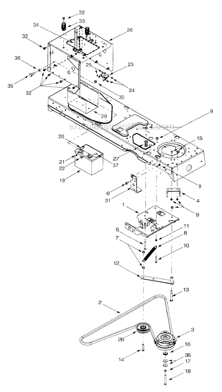 Page F Diagram and Parts List for 14BV809H063 2001 Troy-Bilt Lawn Tractor