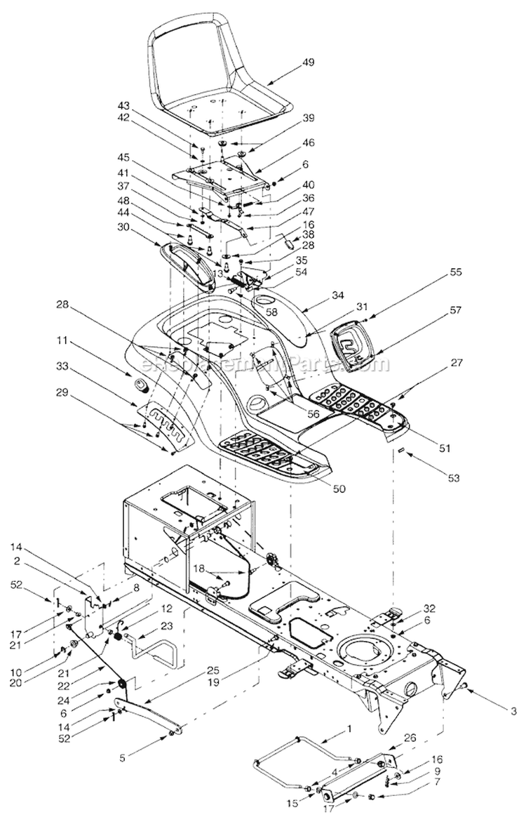 Page G Diagram and Parts List for 14BV809H063 2001 Troy-Bilt Lawn Tractor