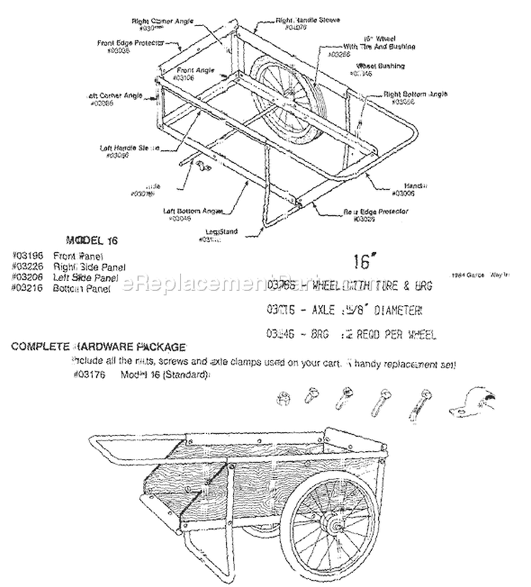 Page B Diagram and Parts List for 16  Troy-Bilt Lawn Tractor Accessories