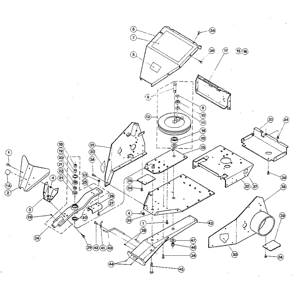 Flywheel Assembly Diagram and Parts List for A0000100  Troy-Bilt Lawn Mower