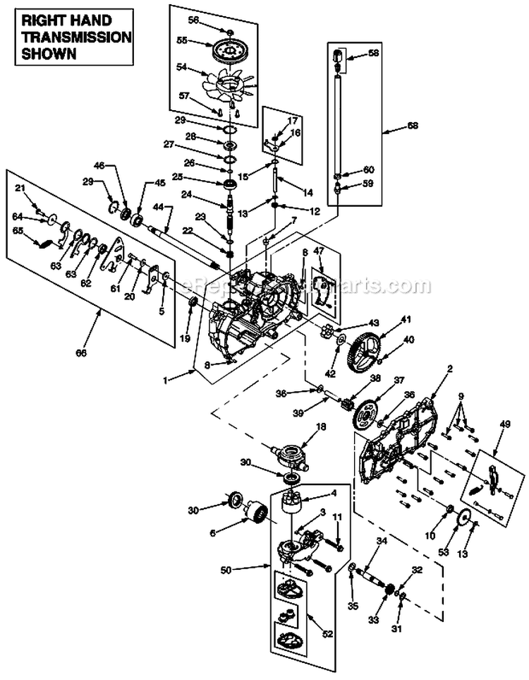 Transmission Diagram and Parts List for 17AA5ABP766 2006 Troy-Bilt Lawn Tractor