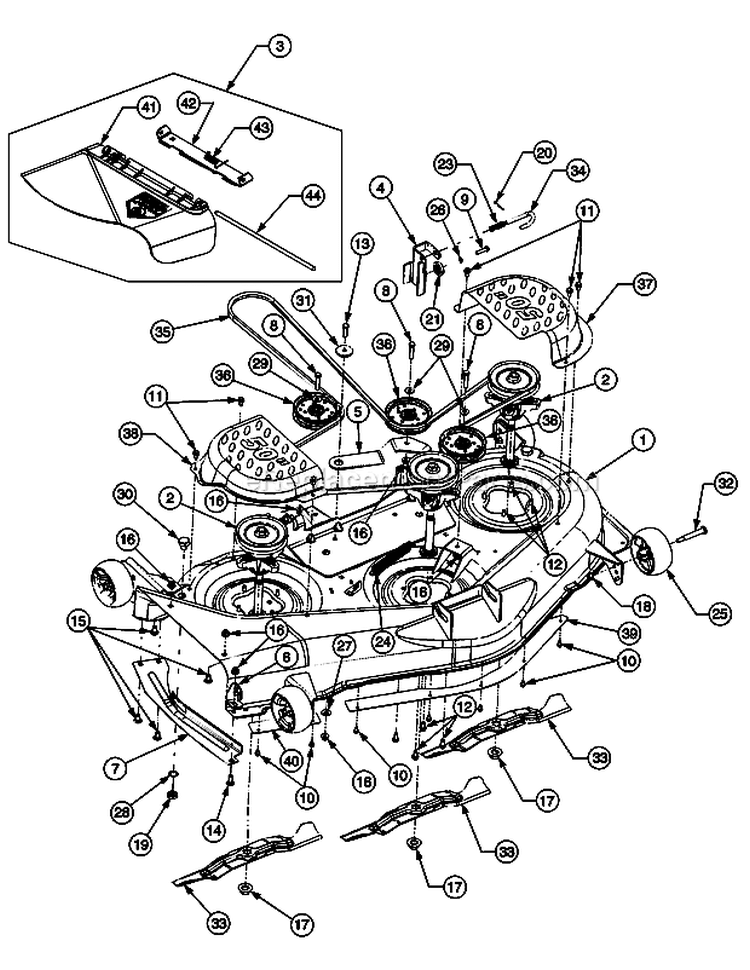 Mower Deck 50 Inch Diagram and Parts List for 17AA5ABP766 2006 Troy-Bilt Lawn Tractor