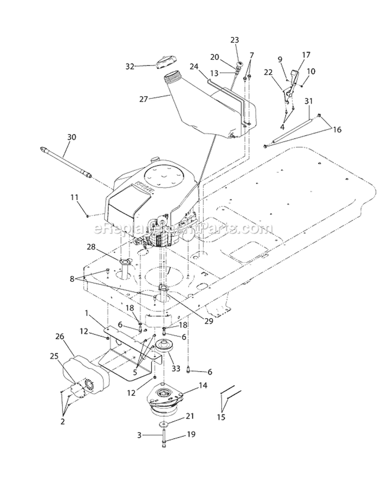 Engine Connections Diagram and Parts List for 17AF2ACP011 2008 Troy-Bilt Lawn Tractor