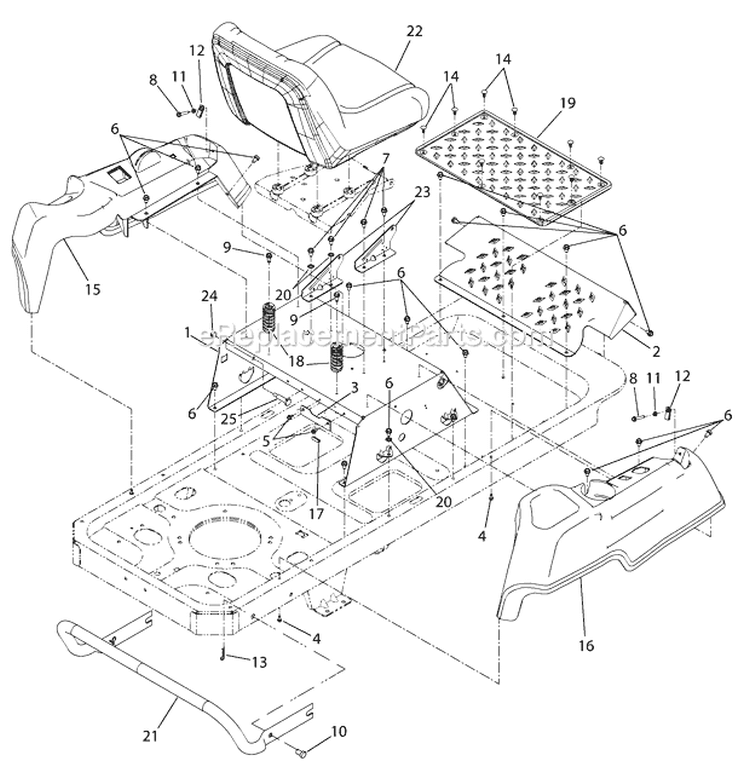 Operators Platform Diagram and Parts List for 17AF2ACP011 2008 Troy-Bilt Lawn Tractor