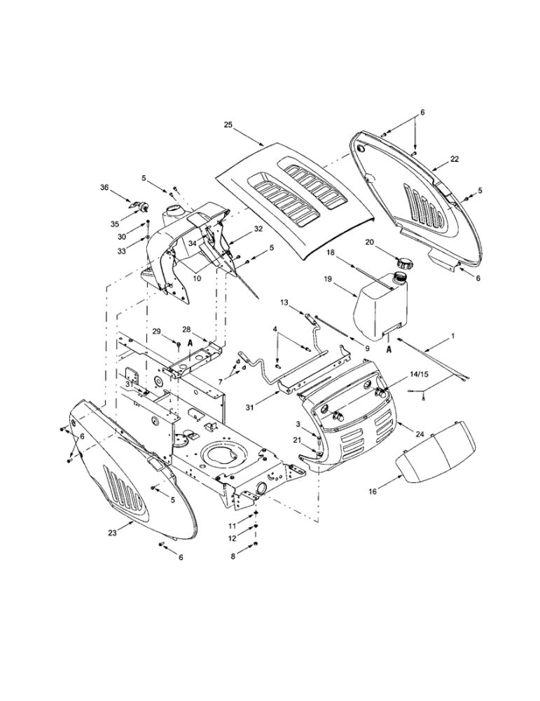 Hood Diagram and Parts List for J689  Troy-Bilt Lawn Tractor