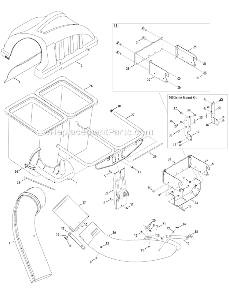 Page A Diagram and Parts List for 19A30003000 2010 Troy-Bilt Lawn Tractor Accessories