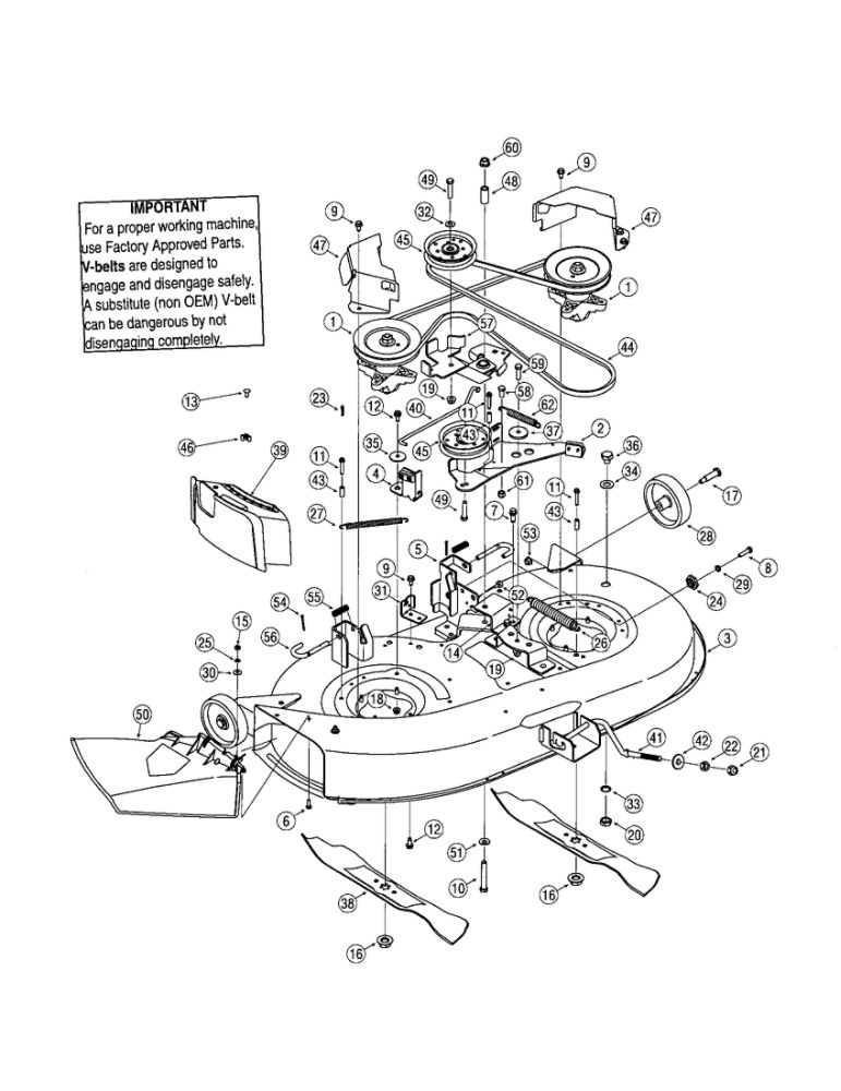 42 Inch Deck Diagram and Parts List for 60TG  Troy-Bilt Lawn Tractor