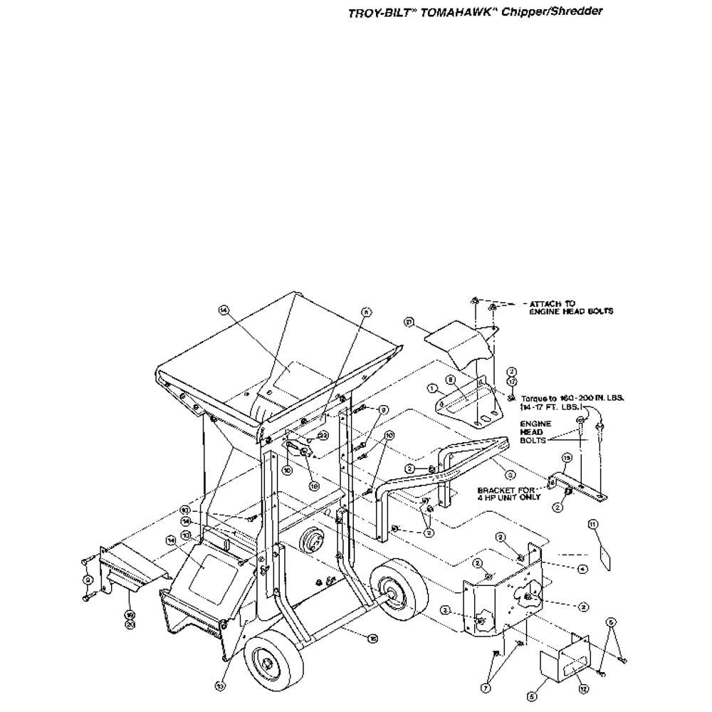 Decals Diagram and Parts List for T5300100  Troy-Bilt Chipper Shredder
