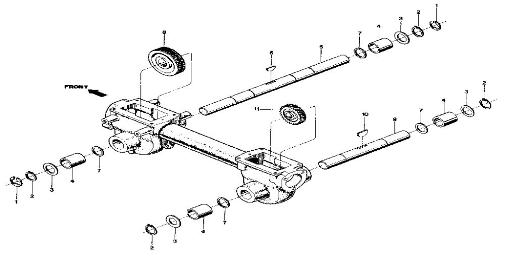 Wheel Shaft And Tiller Shaft Assemblies Diagram and Parts List for 12065  Troy-Bilt Tiller