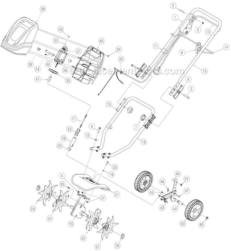 Page A Diagram and Parts List for 21A-154A966 2007 Troy-Bilt Cultivator