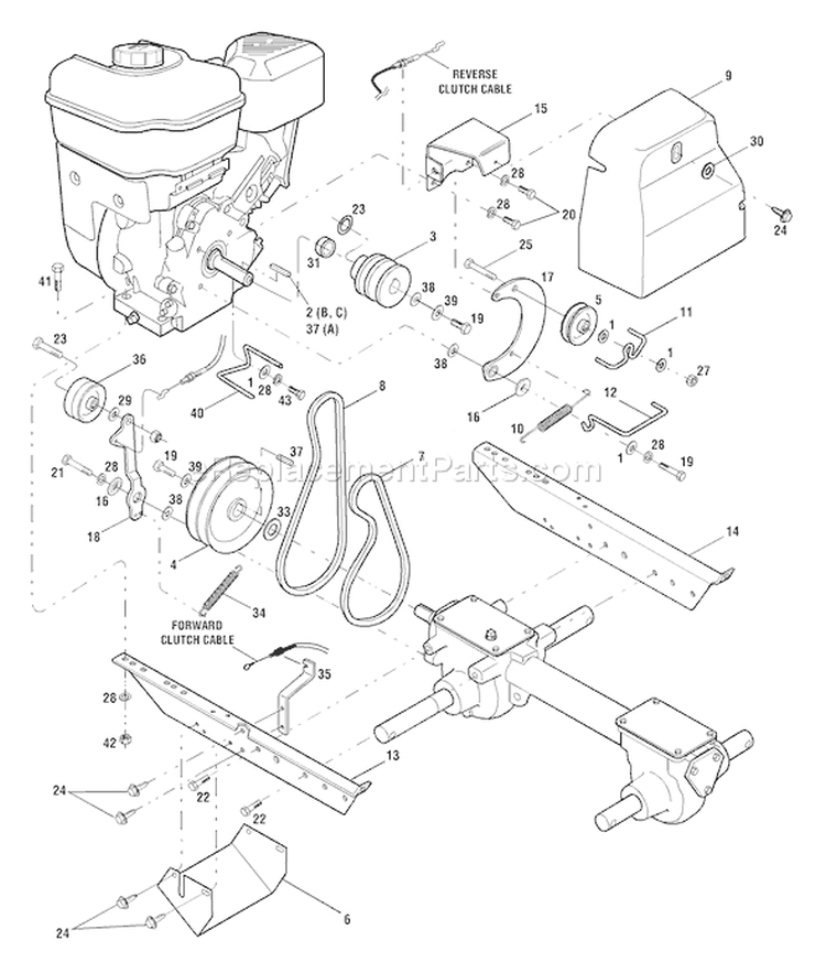 Page C Diagram and Parts List for 21A-634B063 2003 Troy-Bilt Tiller