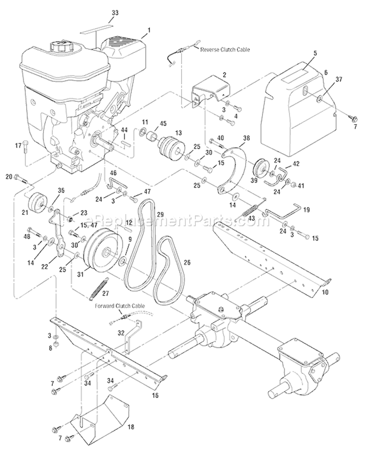 Page B Diagram and Parts List for 21A-634F063 2002 Troy-Bilt Tiller