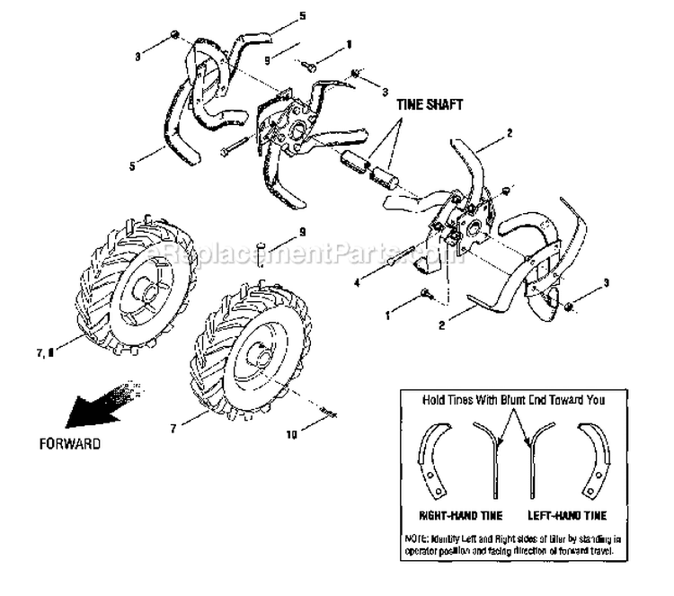 WheelTire Asssembly Diagram and Parts List for 21A-640C711  Troy-Bilt Tiller