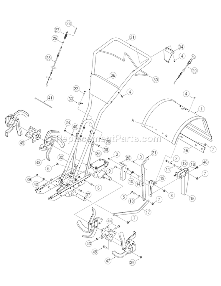 Page C Diagram and Parts List for 21A-643B766 2006 Troy-Bilt Tiller