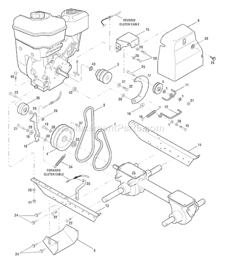 Page B Diagram and Parts List for 21A-644A766 2005 Troy-Bilt Tiller