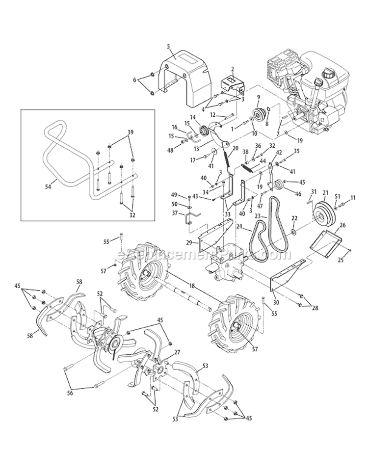 Page C Diagram and Parts List for 21A-665B766 2012 Troy-Bilt Tiller